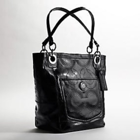 Coach Handbags - Coach • Solid Black Alex Patent Leather Shoulder Bag Purse